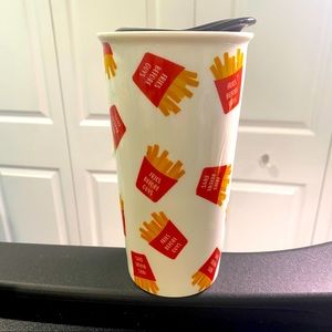 "Fries Before Guys" Travel Mug Porcelain BFF Tumbler Cup with Lid